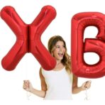 Balon Folie Metalizata Litera X, Embo, 40 cm, Umflati cu Heliu sau Aer, Ambalaj Individual, Pai inclus, Rosu - imagine 4