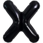 Balon Folie Metalizata Litera X, Embo, 40 cm, Umflati cu Heliu sau Aer, Ambalaj Individual, Pai inclus, Negru - imagine 6