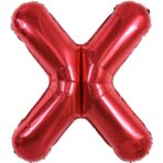 Balon Folie Metalizata Litera X, Embo, 40 cm, Umflati cu Heliu sau Aer, Ambalaj Individual, Pai inclus, Rosu
