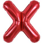 Balon Folie Metalizata Litera X, Embo, 40 cm, Umflati cu Heliu sau Aer, Ambalaj Individual, Pai inclus, Rosu
