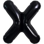 Balon Folie Metalizata Litera X, Embo, 40 cm, Umflati cu Heliu sau Aer, Ambalaj Individual, Pai inclus, Negru