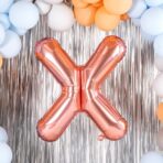 Balon Folie Metalizata Litera X, Embo, 80 cm, Umflati cu Heliu sau Aer, Ambalaj Individual, Pai inclus, Rose Gold - imagine 7