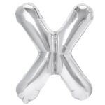 Balon Folie Metalizata Litera X, Embo, 80 cm, Umflati cu Heliu sau Aer, Ambalaj Individual, Pai inclus, Argintiu