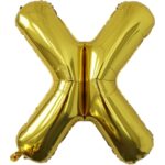 Balon Folie Metalizata Litera X, Embo, 80 cm, Umflati cu Heliu sau Aer, Ambalaj Individual, Pai inclus, Auriu