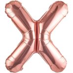 Balon Folie Metalizata Litera X, Embo, 80 cm, Umflati cu Heliu sau Aer, Ambalaj Individual, Pai inclus, Rose Gold