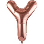 Balon Folie Metalizata Litera Y, Embo, 100 cm, Umflati cu Heliu sau Aer, Ambalaj Individual, Pai inclus, Rose Gold
