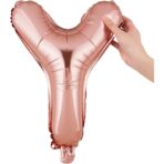 Balon Folie Metalizata Litera Y, Embo, 40 cm, Umflati cu Heliu sau Aer, Ambalaj Individual, Pai inclus, Rose Gold - imagine 8