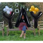 Balon Folie Metalizata Litera Y, Embo, 40 cm, Umflati cu Heliu sau Aer, Ambalaj Individual, Pai inclus, Negru - imagine 5