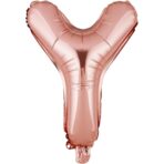 Balon Folie Metalizata Litera Y, Embo, 40 cm, Umflati cu Heliu sau Aer, Ambalaj Individual, Pai inclus, Rose Gold