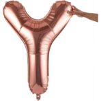 Balon Folie Metalizata Litera Y, Embo, 80 cm, Umflati cu Heliu sau Aer, Ambalaj Individual, Pai inclus, Rose Gold - imagine 6