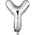 Balon Folie Metalizata Litera Y, Embo, 80 cm, Umflati cu Heliu sau Aer, Ambalaj Individual, Pai inclus, Argintiu