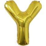 Balon Folie Metalizata Litera Y, Embo, 80 cm, Umflati cu Heliu sau Aer, Ambalaj Individual, Pai inclus, Auriu