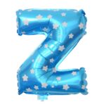 Balon Folie Metalizata Litera Z, Embo, 40 cm, Cu Imprimeu Stelute, Umflati cu Heliu sau Aer, Ambalaj Individual, Pai inclus, Albastru - imagine 3