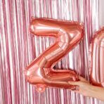 Balon Folie Metalizata Litera Z, Embo, 40 cm, Umflati cu Heliu sau Aer, Ambalaj Individual, Pai inclus, Rose Gold - imagine 3