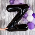 Balon Folie Metalizata Litera Z, Embo, 40 cm, Umflati cu Heliu sau Aer, Ambalaj Individual, Pai inclus, Negru - imagine 2