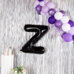 Balon Folie Metalizata Litera Z, Embo, 40 cm, Umflati cu Heliu sau Aer, Ambalaj Individual, Pai inclus, Negru - imagine 3