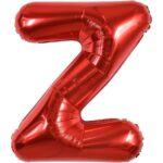 Balon Folie Metalizata Litera Z, Embo, 40 cm, Umflati cu Heliu sau Aer, Ambalaj Individual, Pai inclus, Rosu
