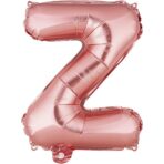 Balon Folie Metalizata Litera Z, Embo, 40 cm, Umflati cu Heliu sau Aer, Ambalaj Individual, Pai inclus, Rose Gold