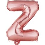 Balon Folie Metalizata Litera Z, Embo, 40 cm, Umflati cu Heliu sau Aer, Ambalaj Individual, Pai inclus, Rose Gold