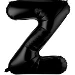 Balon Folie Metalizata Litera Z, Embo, 40 cm, Umflati cu Heliu sau Aer, Ambalaj Individual, Pai inclus, Negru