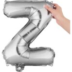 Balon Folie Metalizata Litera Z, Embo, 80 cm, Umflati cu Heliu sau Aer, Ambalaj Individual, Pai inclus, Argintiu - imagine 6
