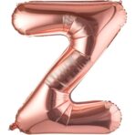 Balon Folie Metalizata Litera Z, Embo, 80 cm, Umflati cu Heliu sau Aer, Ambalaj Individual, Pai inclus, Rose Gold