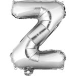 Balon Folie Metalizata Litera Z, Embo, 80 cm, Umflati cu Heliu sau Aer, Ambalaj Individual, Pai inclus, Argintiu