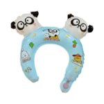 Balon din Folie Metalizata, Embo, Tip Coronita cu Urechi, Model Panda Mirat, Ambalaj Individual, Pai Inclus, Umflare cu Aer sau Heliu, 30 x 27 cm, Bleu