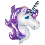Balon din Folie Metalizata, Embo, Figurina Unicorn, Tema Animalute, 115 cm, Ambalaj Individual, Pai Inclus, Umflare cu Aer sau Heliu, Mov