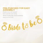 Banner Bride To Be, Embo, Dimensiune 30x20 cm, Rola de Ata Inclusa, Tematica Nunta, Decoratiune Party, Auriu - imagine 5