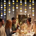 Banner cu Inimioare, Embo, Tip Franjuri, 4 m, Rola de Ata Inclusa, Auriu/Alb - imagine 2