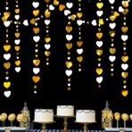 Banner cu Inimioare, Embo, Tip Franjuri, 4 m, Rola de Ata Inclusa, Auriu/Alb - imagine 3