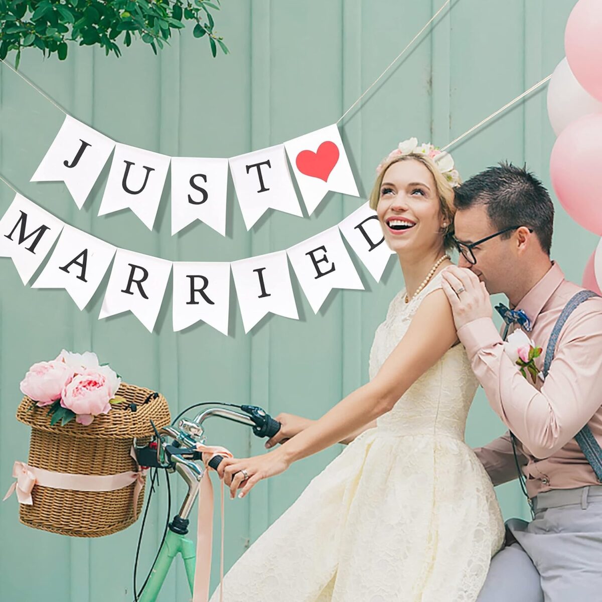 Banner Decorativ, Embo, Model Just Married, Tematica Nunta, Alb-Negru - imagine 5