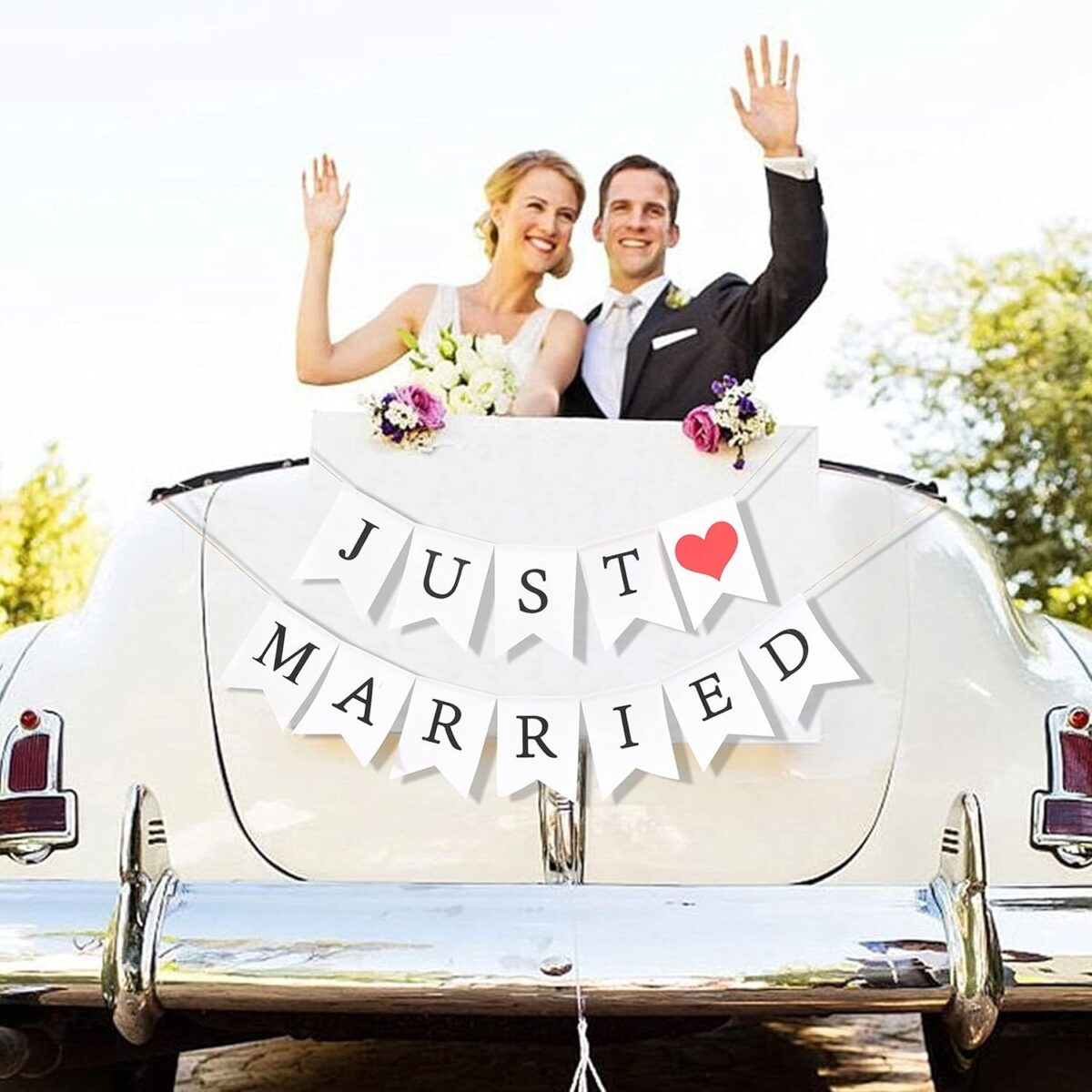 Banner Decorativ, Embo, Model Just Married, Tematica Nunta, Alb-Negru - imagine 7