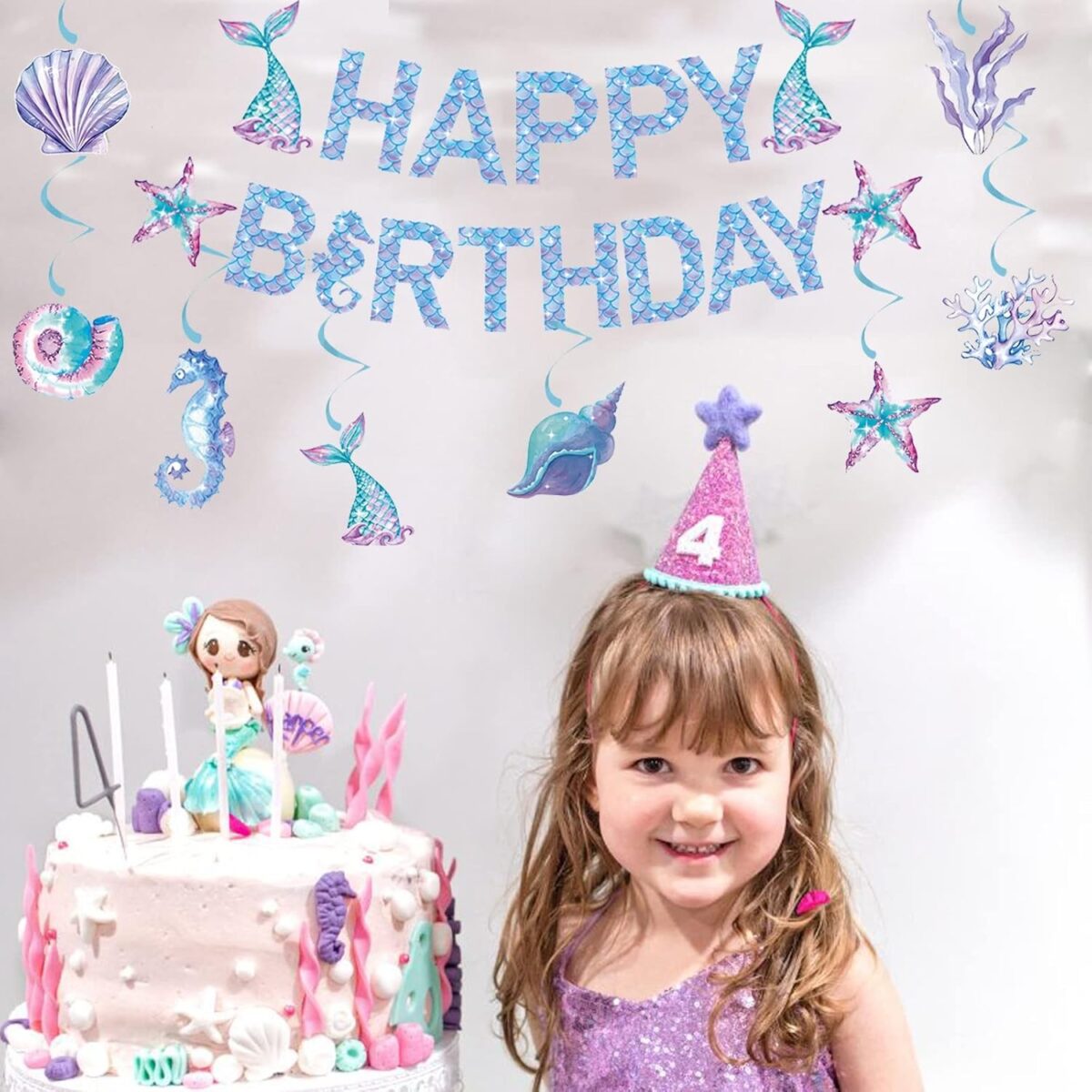 Banner Happy Birthday Sirena, Embo, Colectia Mermaid, 17 Piese, Multicolor - imagine 4