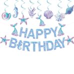 Banner Happy Birthday Sirena, Embo, Colectia Mermaid, 17 Piese, Multicolor - imagine 5