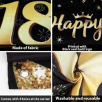 Banner pentru Petrecere, Embo, Model Happy Birthday, Tematica Majorat, Aniversare 18 Ani, 185x90 cm, Negru - imagine 3