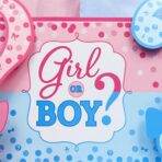 Banner pentru Petrecere, Embo, Model Girl or Boy, Tematica Gender Reveal, 150 x 100 cm, Albastru Roz - imagine 3