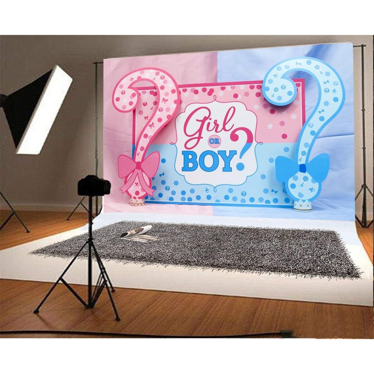 Banner pentru Petrecere, Embo, Model Girl or Boy, Tematica Gender Reveal, 150 x 100 cm, Albastru Roz - imagine 8