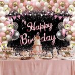 Banner Tip Fundal pentru Poze, Embo, din Panza, 185 x 110 cm, Sfoara 6 m, Prindere in 4 Colturi, Negru/Roz - imagine 3