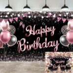 Banner Tip Fundal pentru Poze, Embo, din Panza, 185 x 110 cm, Sfoara 6 m, Prindere in 4 Colturi, Negru/Roz - imagine 4