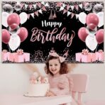 Banner Tip Fundal pentru Poze, Embo, din Panza, 185 x 110 cm, Sfoara 6 m, Prindere in 4 Colturi, Negru/Roz - imagine 5