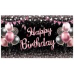 Banner Tip Fundal pentru Poze, Embo, din Panza, 185 x 110 cm, Sfoara 6 m, Prindere in 4 Colturi, Negru/Roz