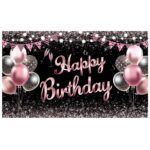 Banner Tip Fundal pentru Poze, Embo, din Panza, 185 x 110 cm, Sfoara 6 m, Prindere in 4 Colturi, Negru/Roz