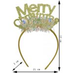 Bentita/cerc Mery Cristmas, culoare auriu cu beteala, marime standard, Embo - imagine 5