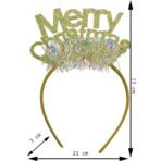 Bentita/cerc Mery Cristmas, culoare auriu cu beteala, marime standard, Embo - imagine 9