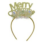 Bentita/cerc Mery Cristmas, culoare auriu cu beteala, marime standard, Embo