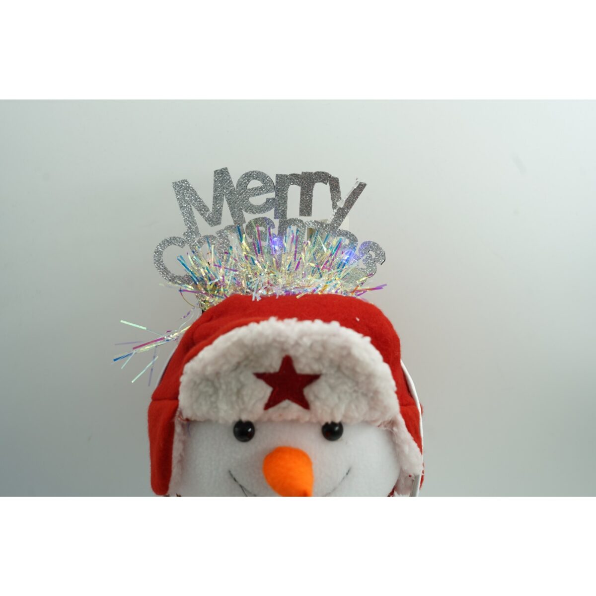 Bentita/cerc Mery Cristmas, culoare gri metalic cu beteala, marime standard, Embo - imagine 2