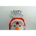 Bentita/cerc Mery Cristmas, culoare gri metalic cu beteala, marime standard, Embo - imagine 2