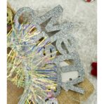 Bentita/cerc Mery Cristmas, culoare gri metalic cu beteala, marime standard, Embo - imagine 5